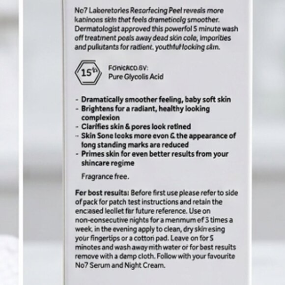 No7 Laboratories Resurfacing Peel - 15% Pure Glycolic Acid (30ml/1 fl oz) NEW - Picture 2 of 3